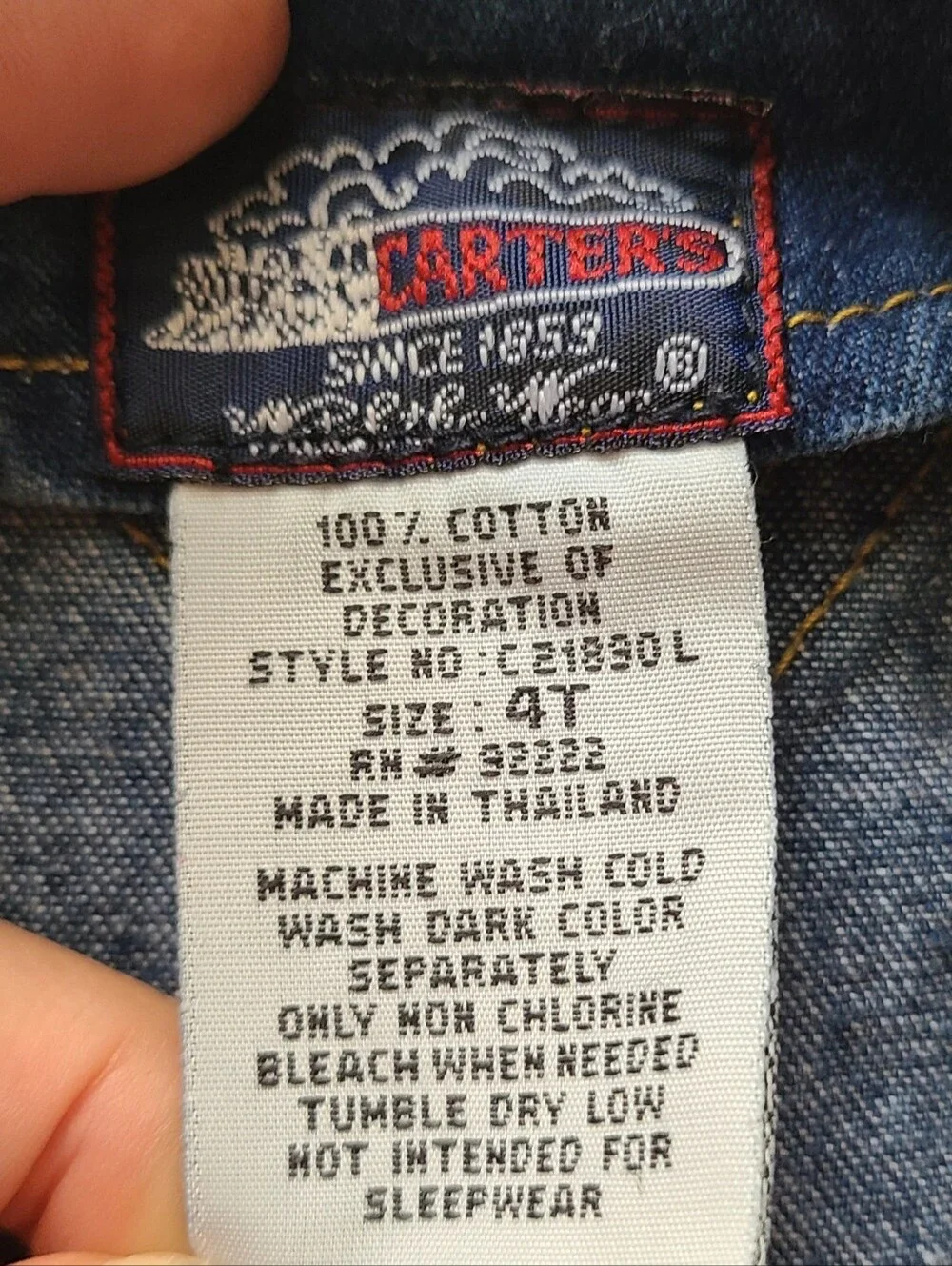 *Vintage* 90s Carter's Watch The Wear Denim Jean Bibs Boys Size 4T